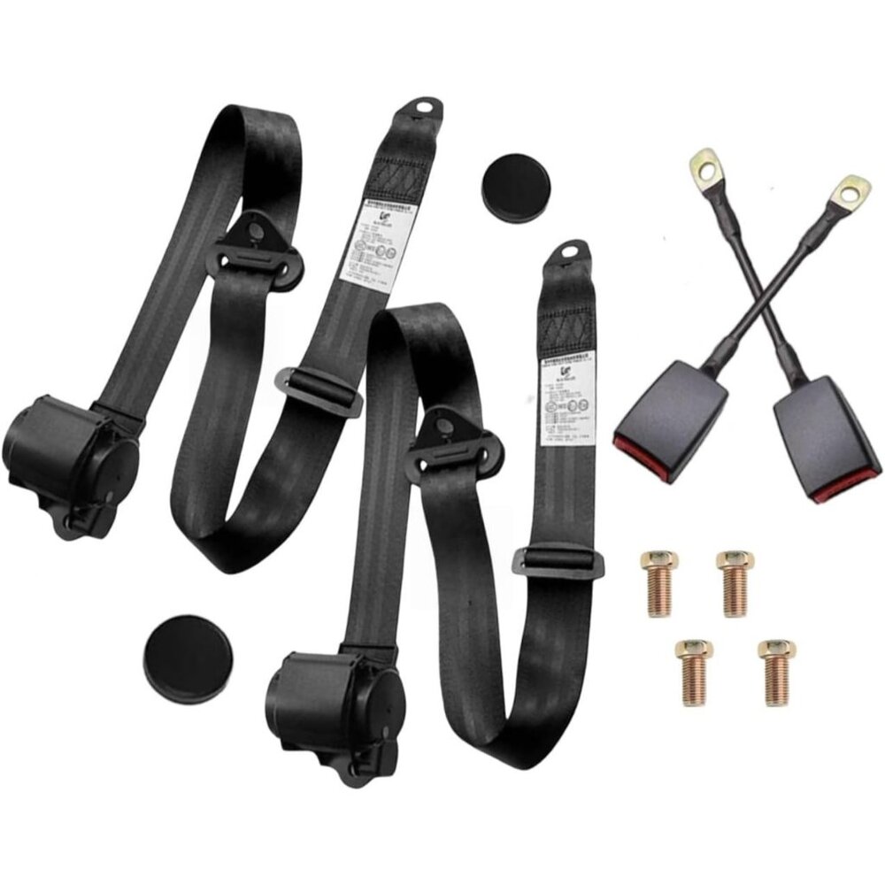 2PK 3 pt Pads Adjust Retract Straps Universal Replace for Golf Cart Go Kart UTV